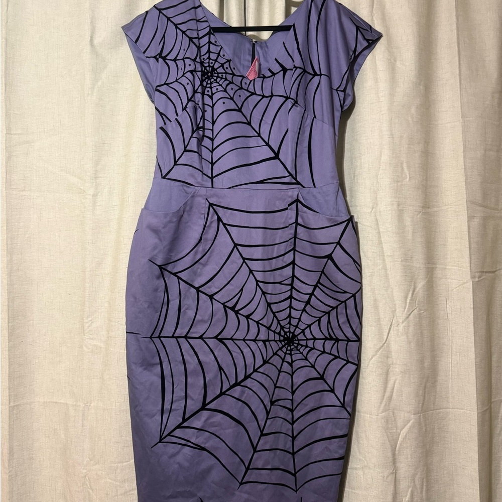 Vixen by Micheline Pitt Periwinkle Black Widow Dress size XL - Picture 3 of 4